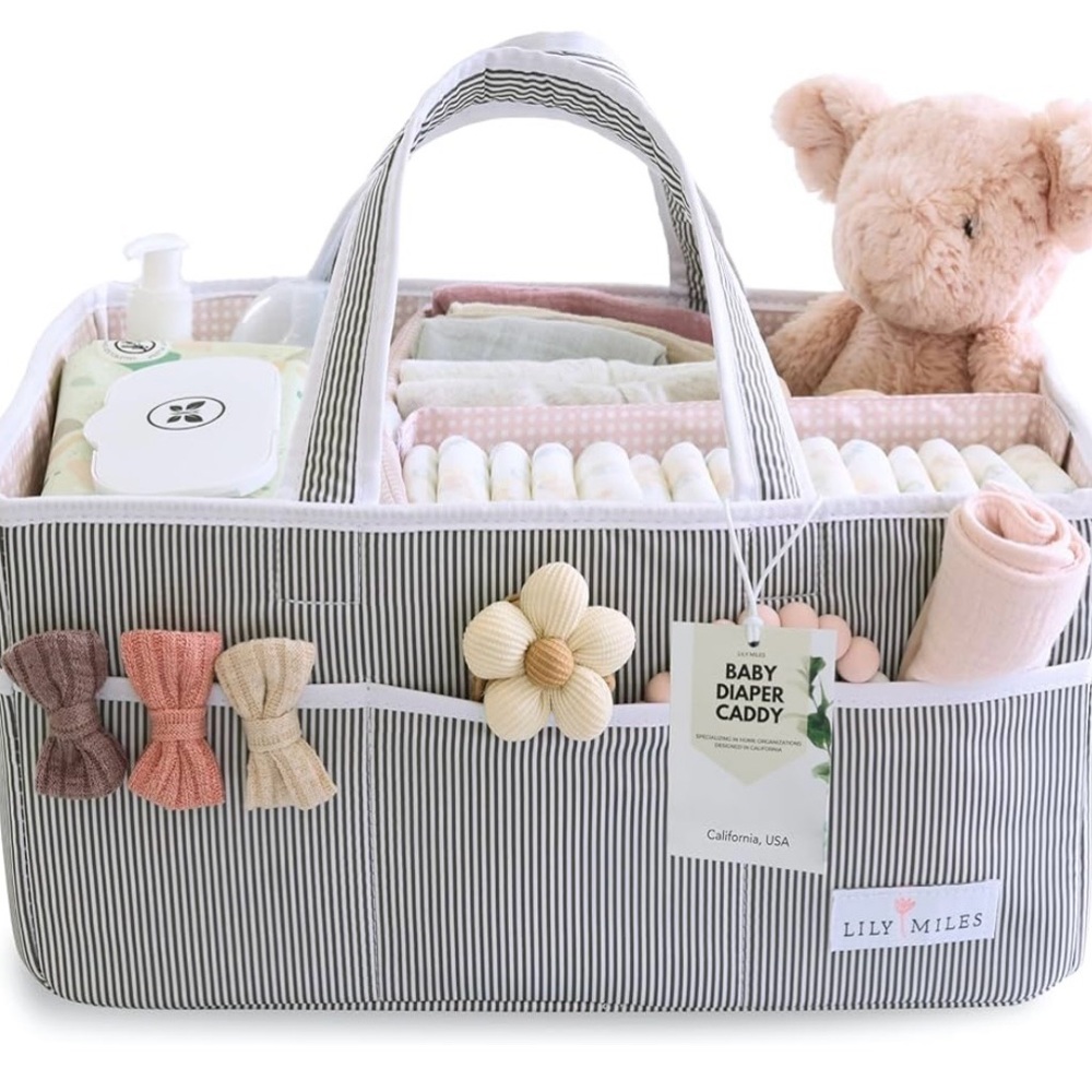 Striped Diaper Caddy Organizer